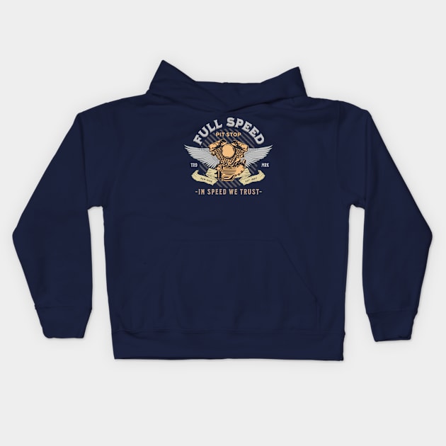 Gas Garage Full Speed Kids Hoodie by bert englefield 